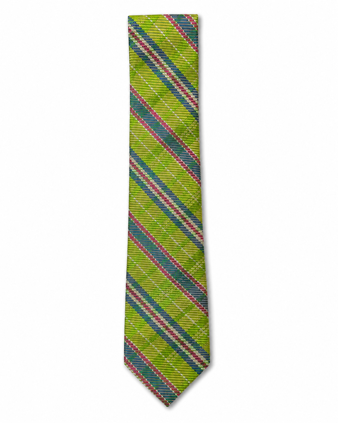 Michelsons London Men’s Green Pink Plaid 100% Silk Classic Neck Tie Business NWT