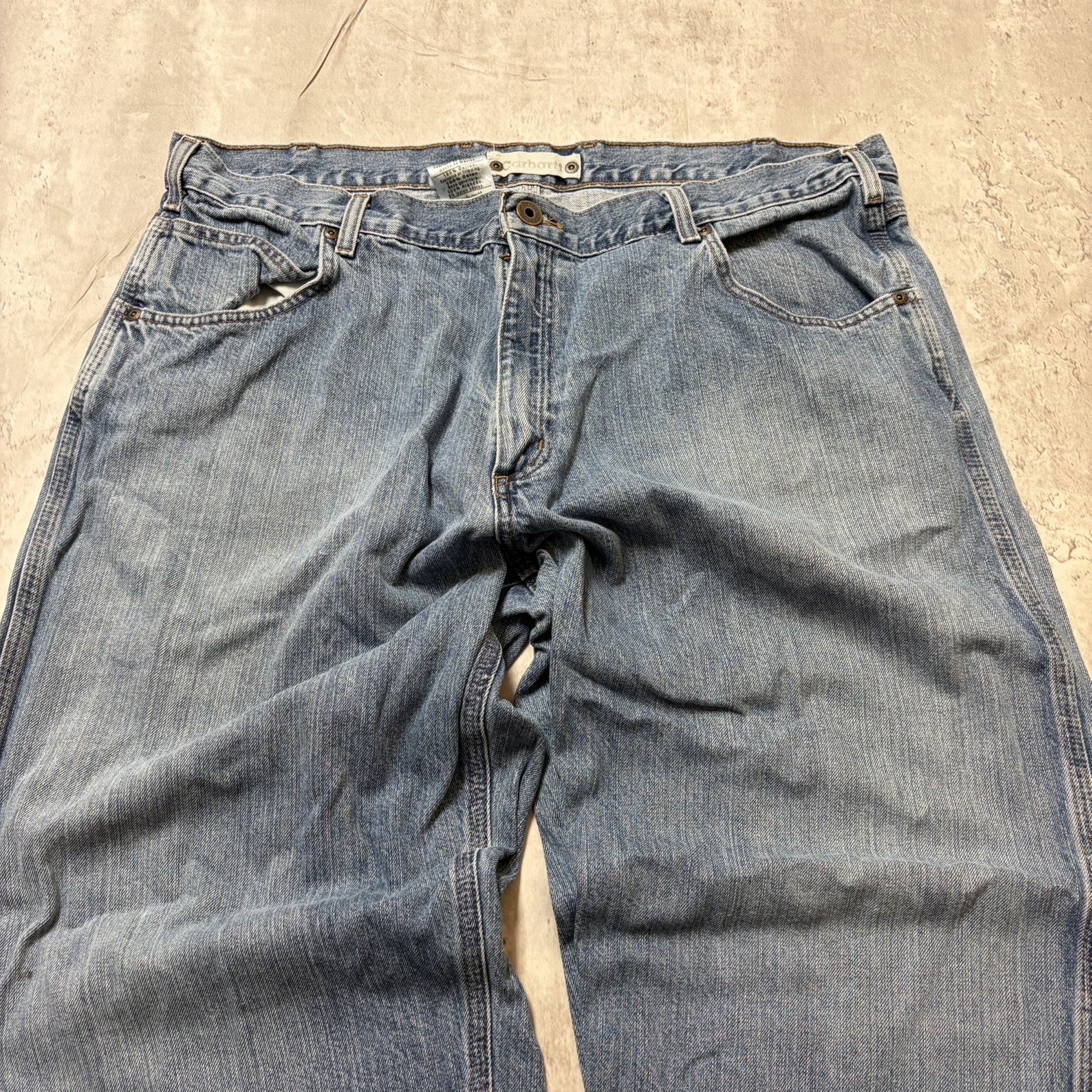 Carhartt B189 LVN Carpenter Jeans 42×30 Loose Fit Workwear Denim Utility