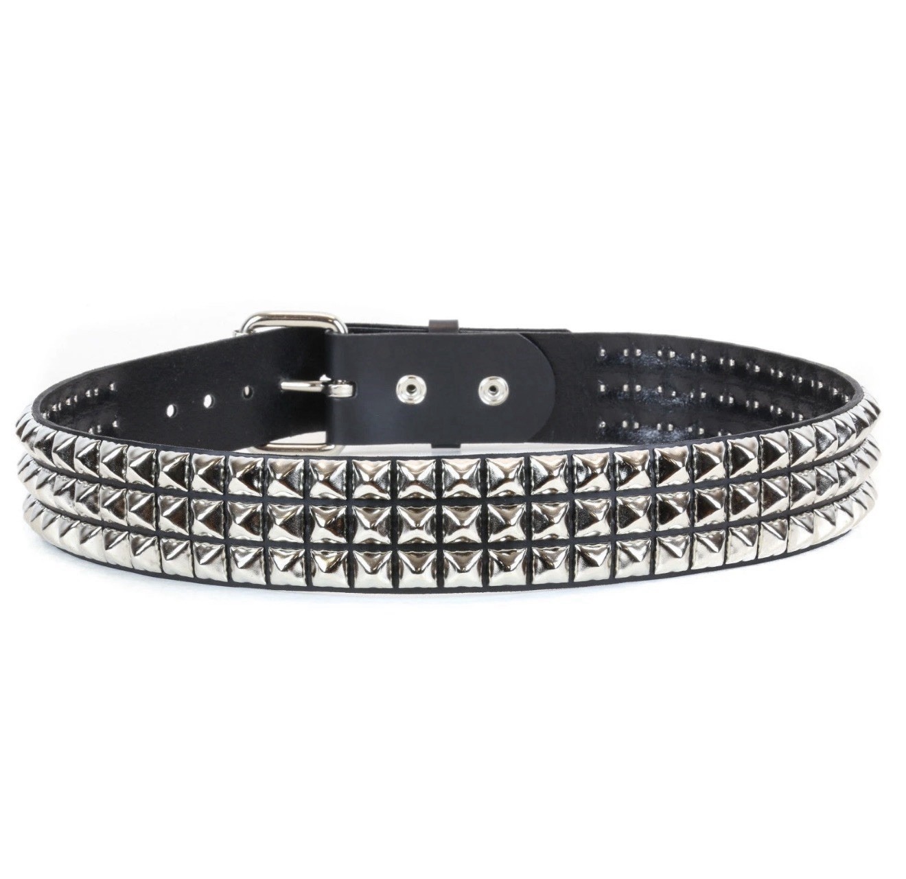 Three Row Pyramid Stud Belt Leather Handmade Studded Punk Goth By Funk Plus 38”
