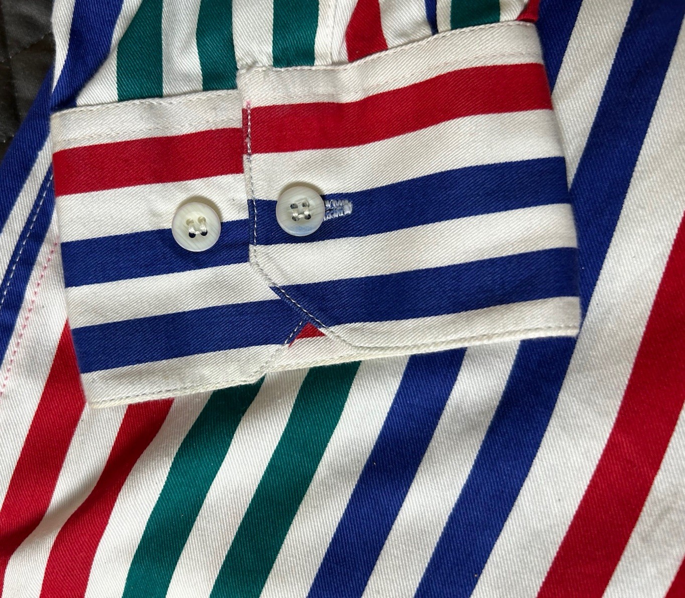 VTG Boston Traders Preppy Button Down Shirt Size XL Striped Colorful Nautical