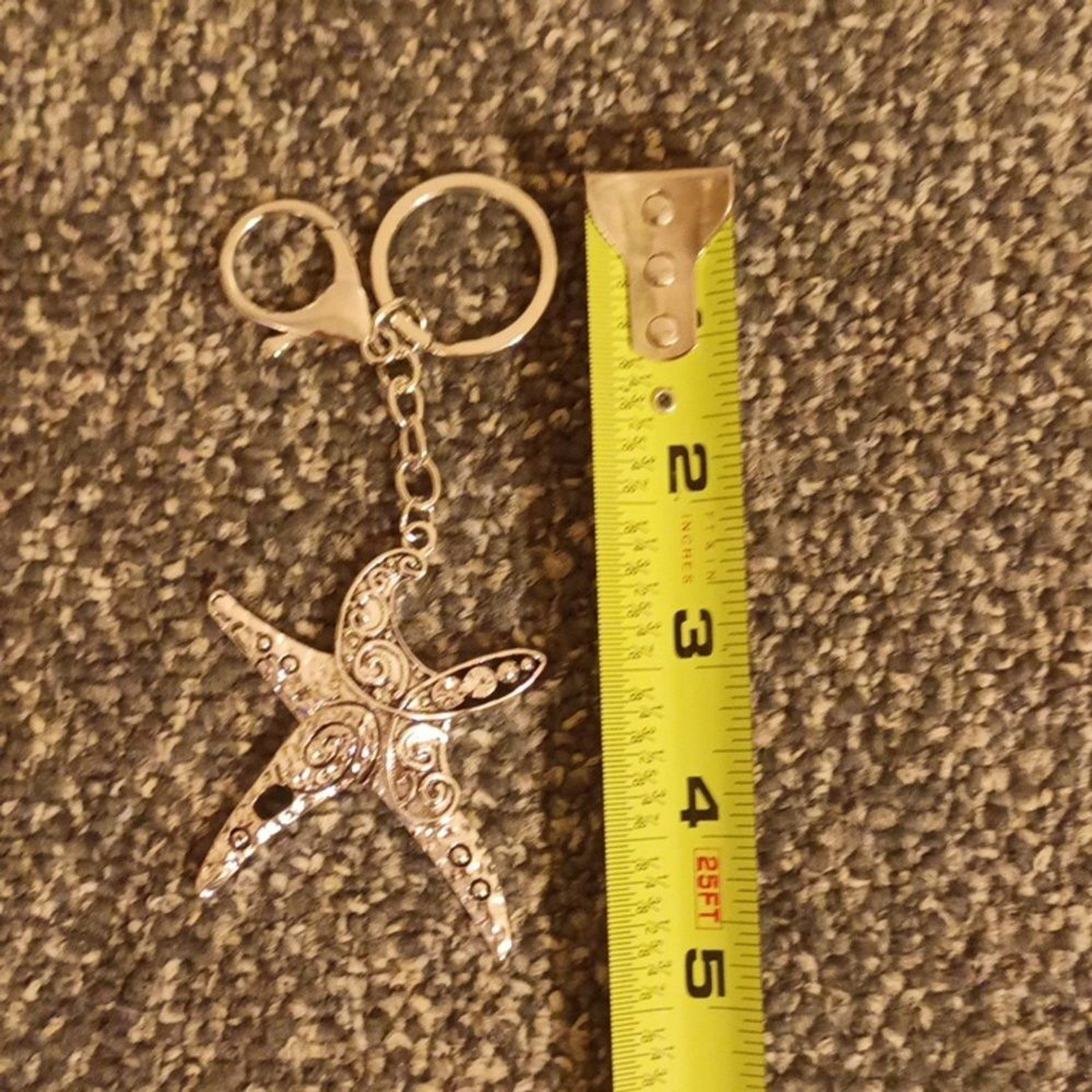 Starfish silver tone keychain with bling