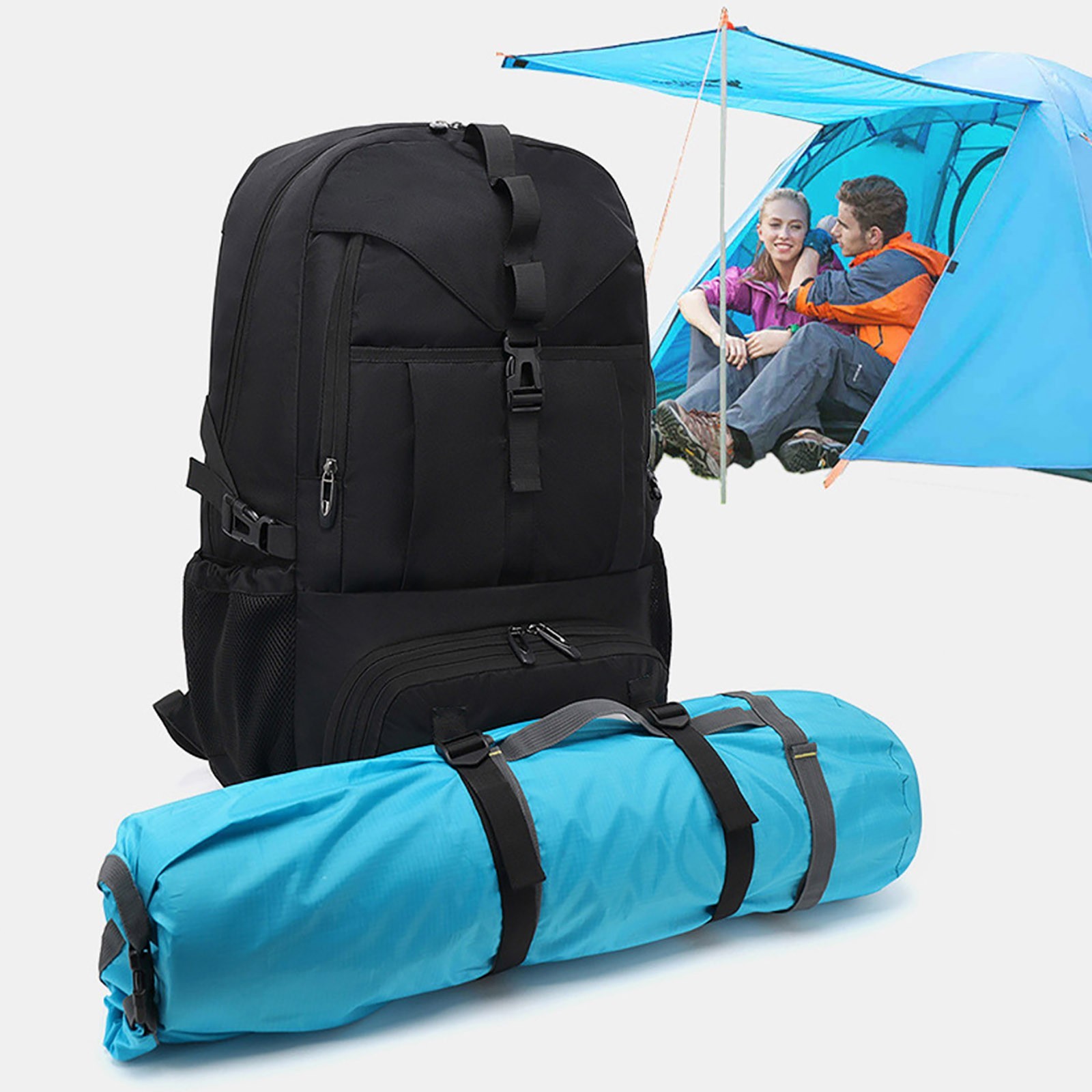 50L Travel Backpack Large Capacity Duffel Bag Separate Shoe Rainproof Durable