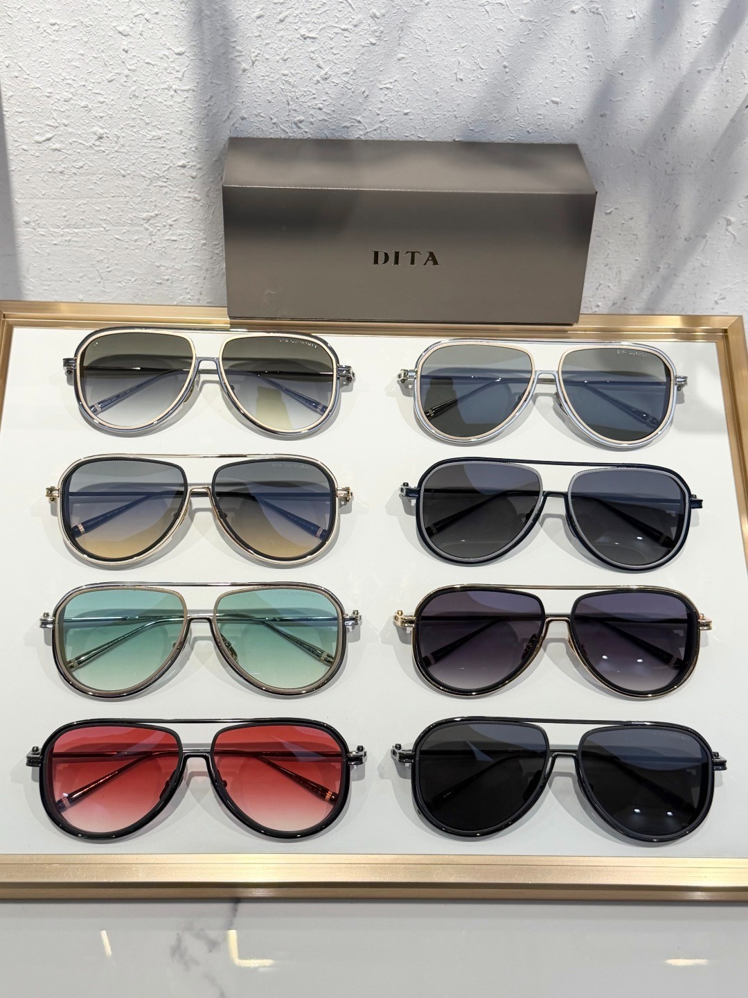 DITA Intracraft DTS188 Sunglasses 54-14-140 Yellow Gold Frame Blue Gray Gradient