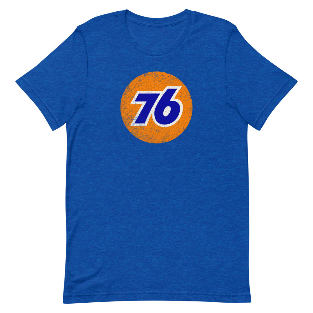 76 Oil Vintage Style Gas Graphic Tee Royal Heather Short-Sleeve Unisex T-Shirt