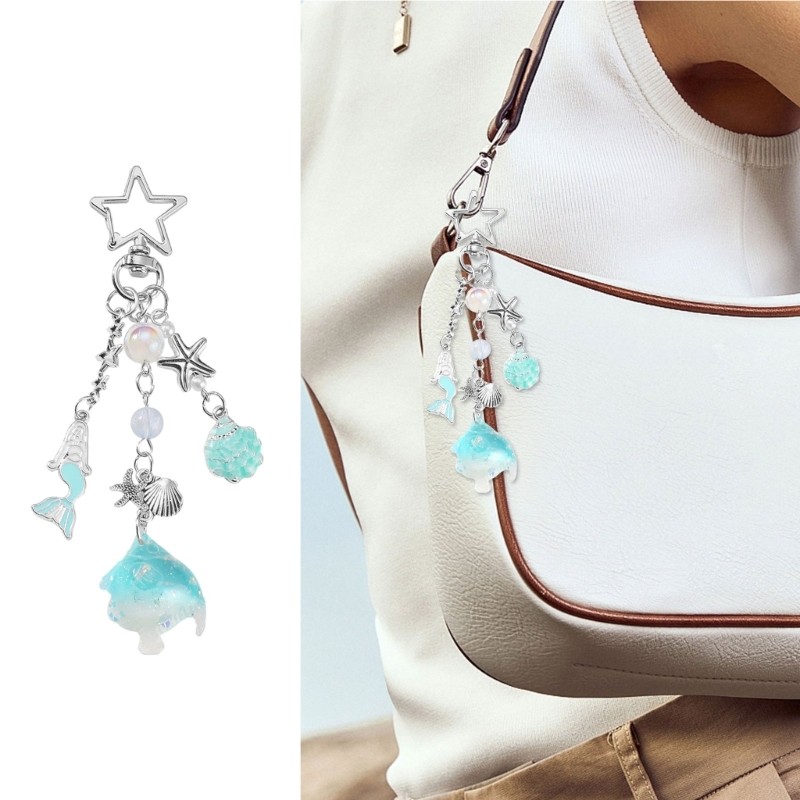 Artistic Marine Themed Natural Stone Keychain For Practical Daily Accessories