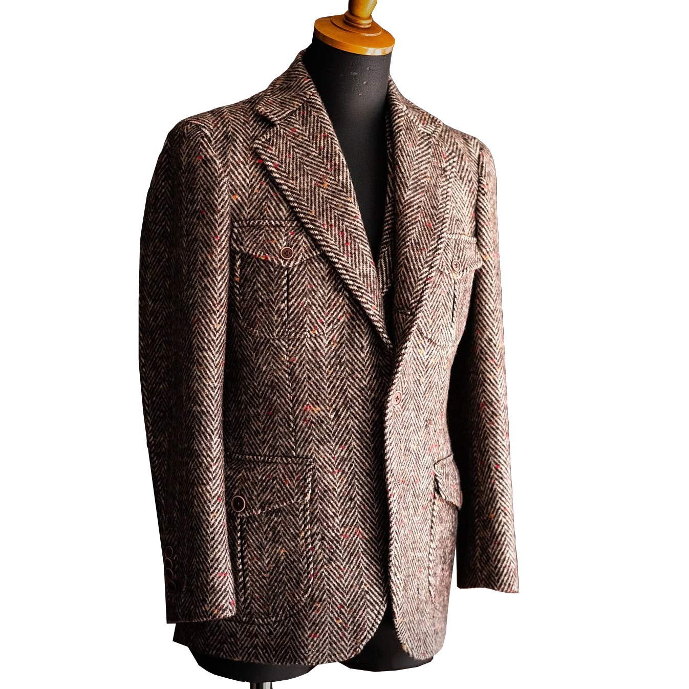 Herringbone Business Men Suits Formal Wedding Party Tuxedos Tailored Notch Lapel