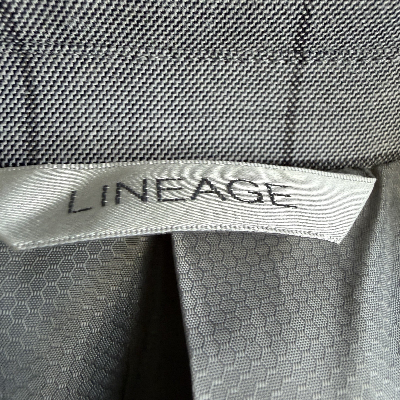 Lineage Mens 2pc Window Pane Suit 48R 40W Polyester Blend Light Grey Stretch