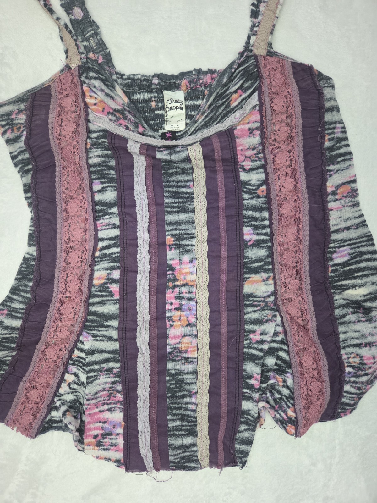 Vintage Free People Patchwork Lace Tank Top M Fairycore Whimsygoth Archival Y2K