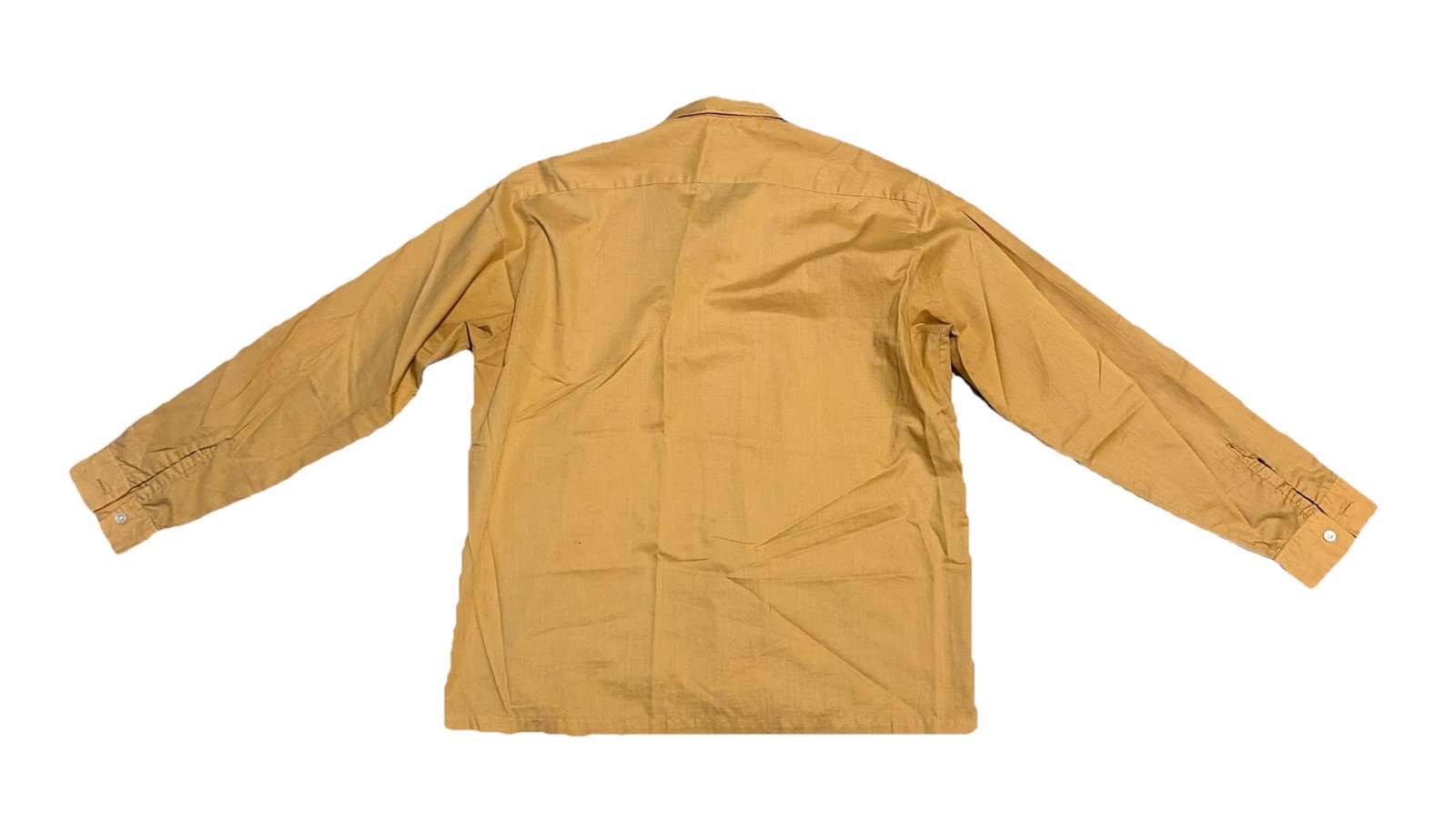 Vintage 60s National Button Up Shirt L Ever Press Gold Long Sleeve Dacron Cotton