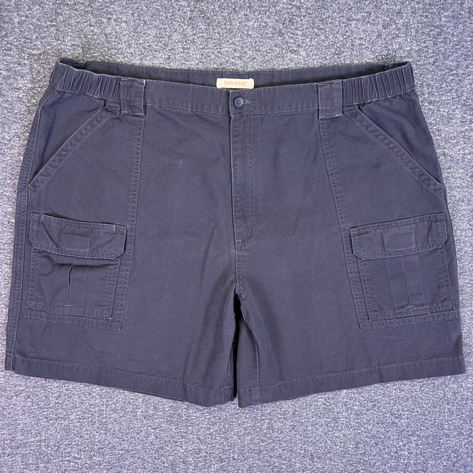 Savane Cargo Shorts Mens 44 Dark Grey Utility Casual Elastic Waist Cotton 42×7