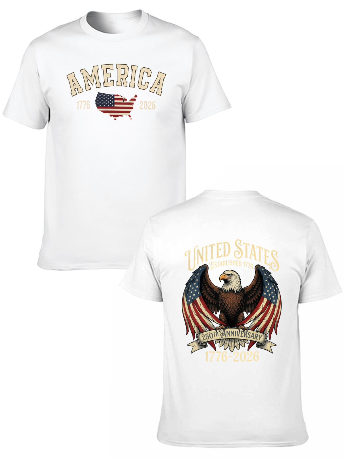 250 Years American Flag Bald Eagle 250th Anniversary USA Front & Back T-Shirt