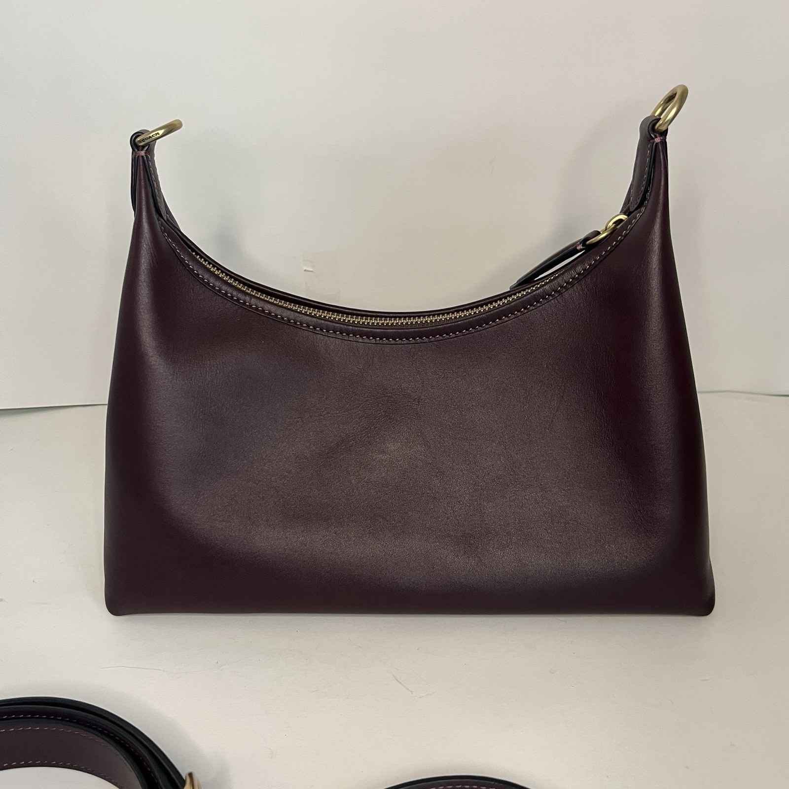COACH Juliet Shoulder Bag Black Currant Glovetanned Leather Brass Hardware CR981
