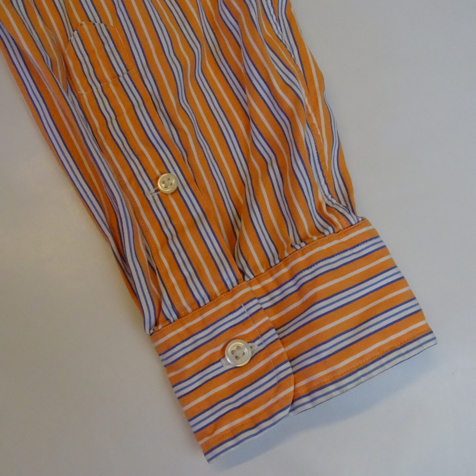 Ralph Lauren Button Down Shirt Custom Fit Long Sleeve Size XL Orange Striped