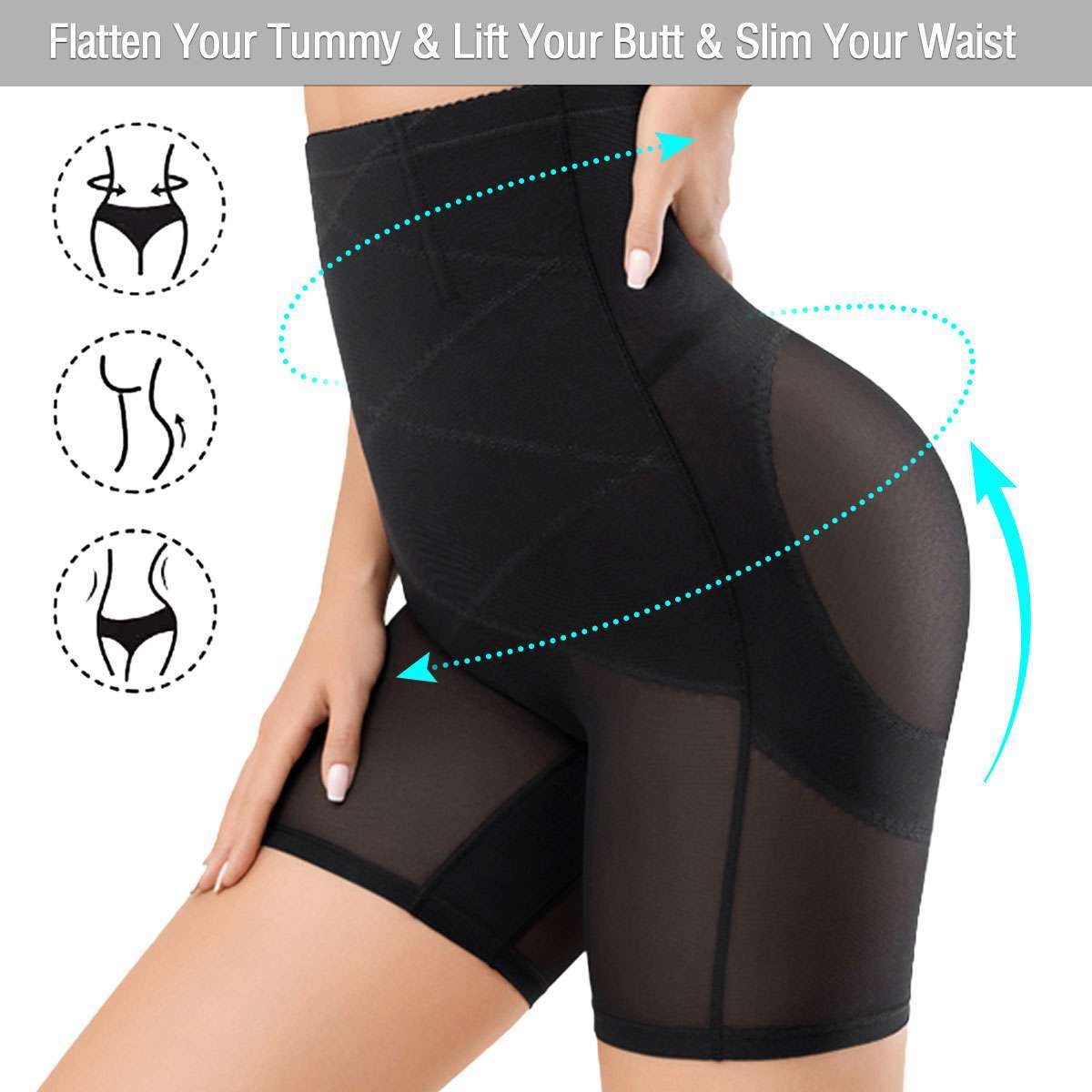 Shaperin All Day High-Waisted Body Shaper Shorts Slim Tummy Control Shapewear US
