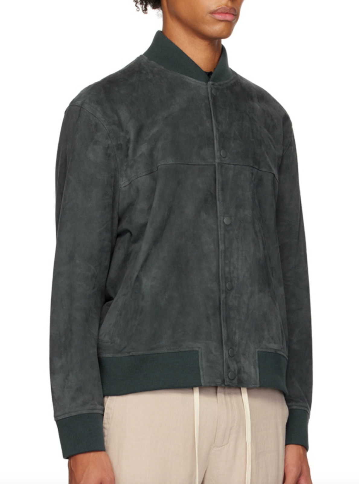 NWT Vince Desert Leaf Gray Goatskin Suede Leather Coach Bomber Jacket Sz S $1250