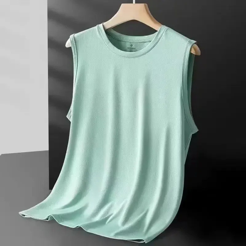 Men Ice Silk Mesh Vest Sleeveless Tank Top Lightweight Sports Summer T Shirt