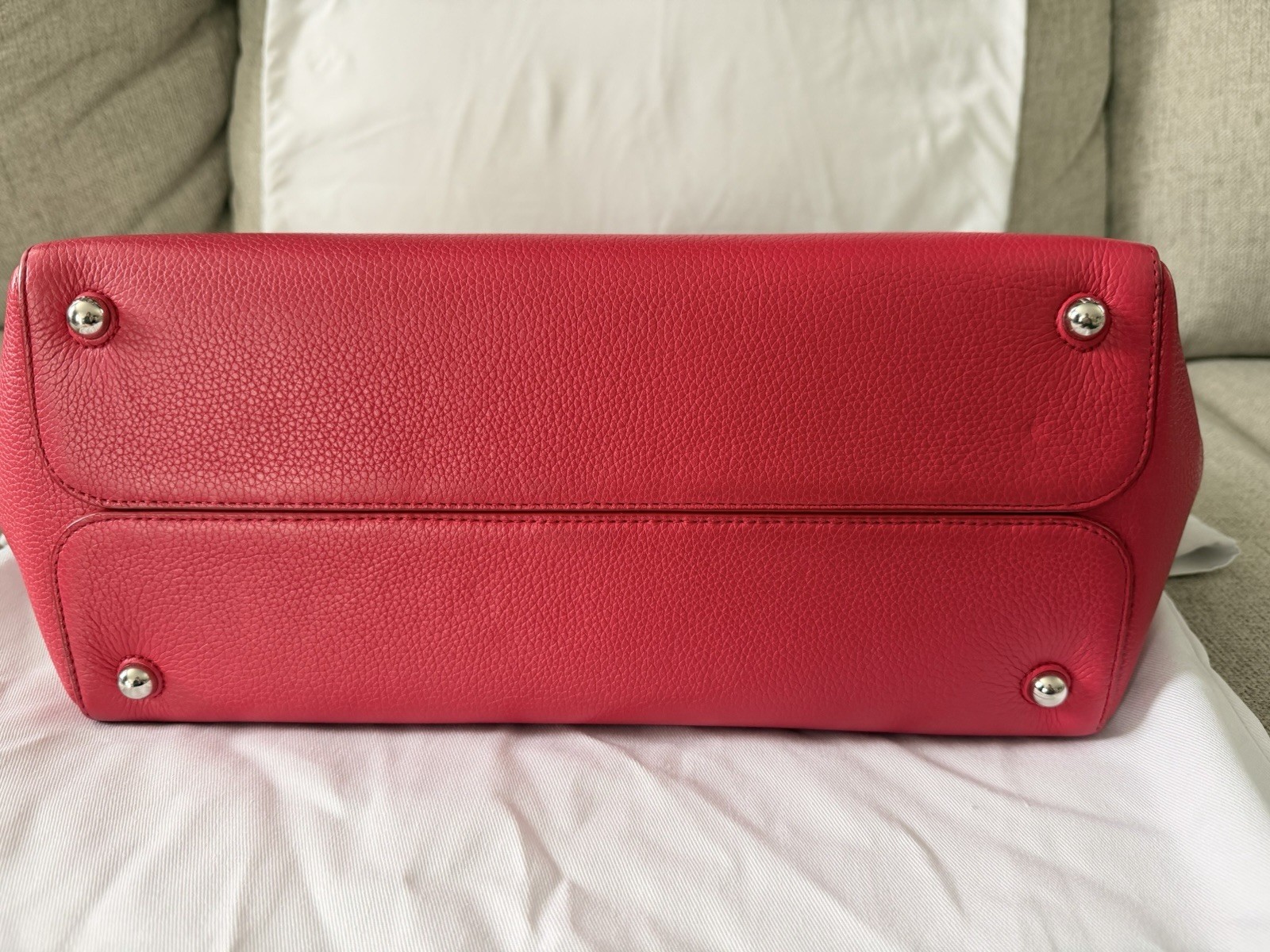 💕 Dior Large Bar Tote Bag – Pink – Logo Charm – Silver Hardware