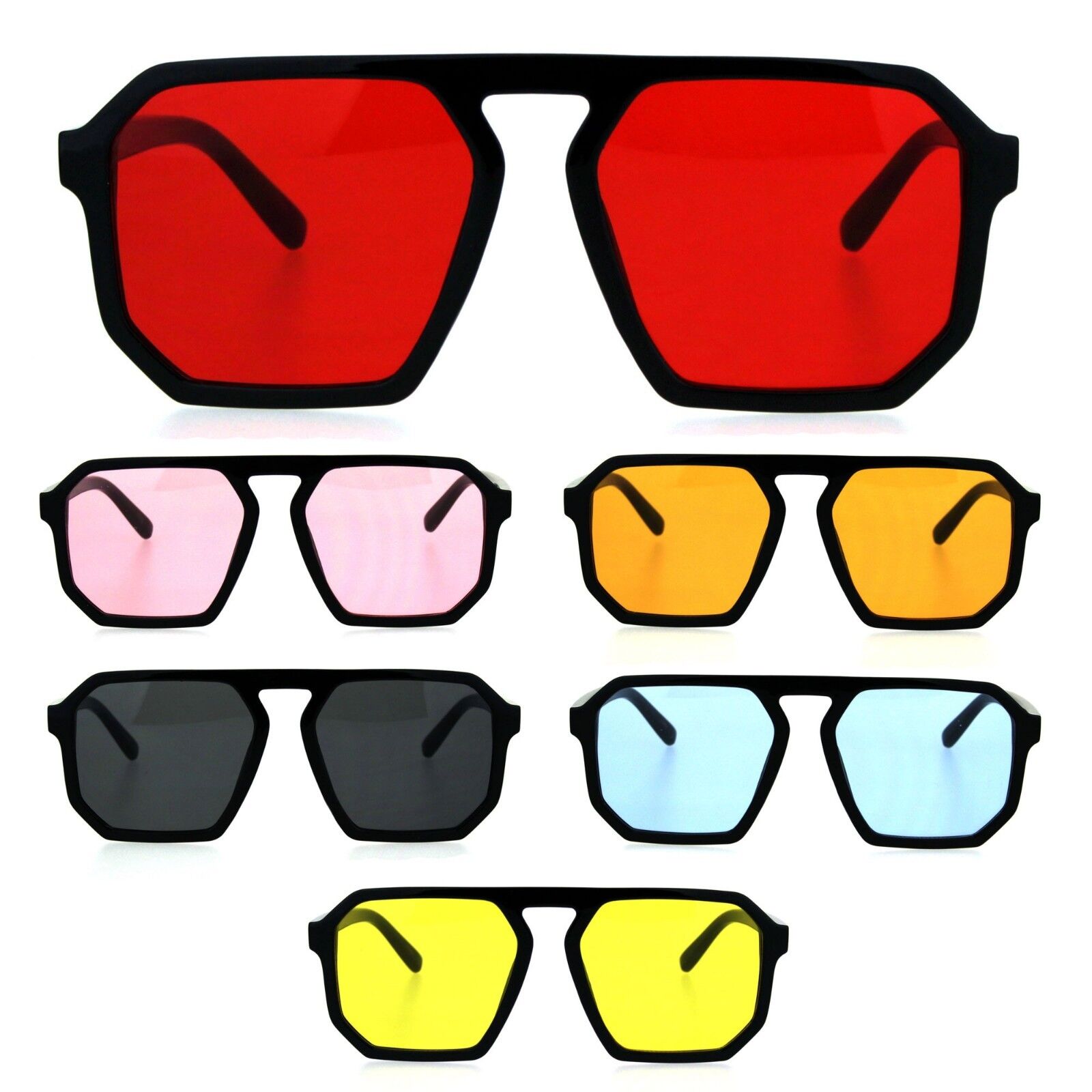 Mens Octagon Geometric Plastic Racer Mob Pilots Sunglasses