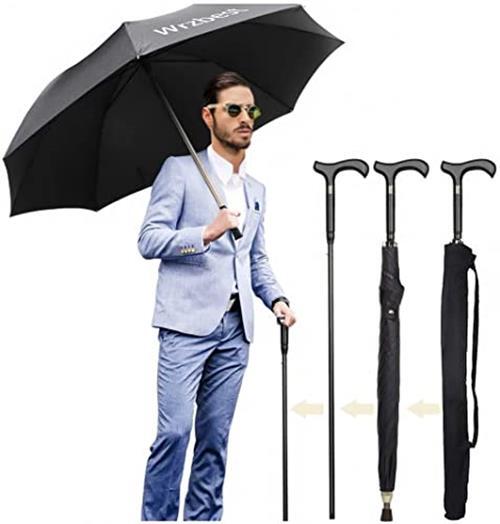 2-in-1 Walking Sticks Umbrella – Windbreak Ribs Walking Cane Assorted Colors