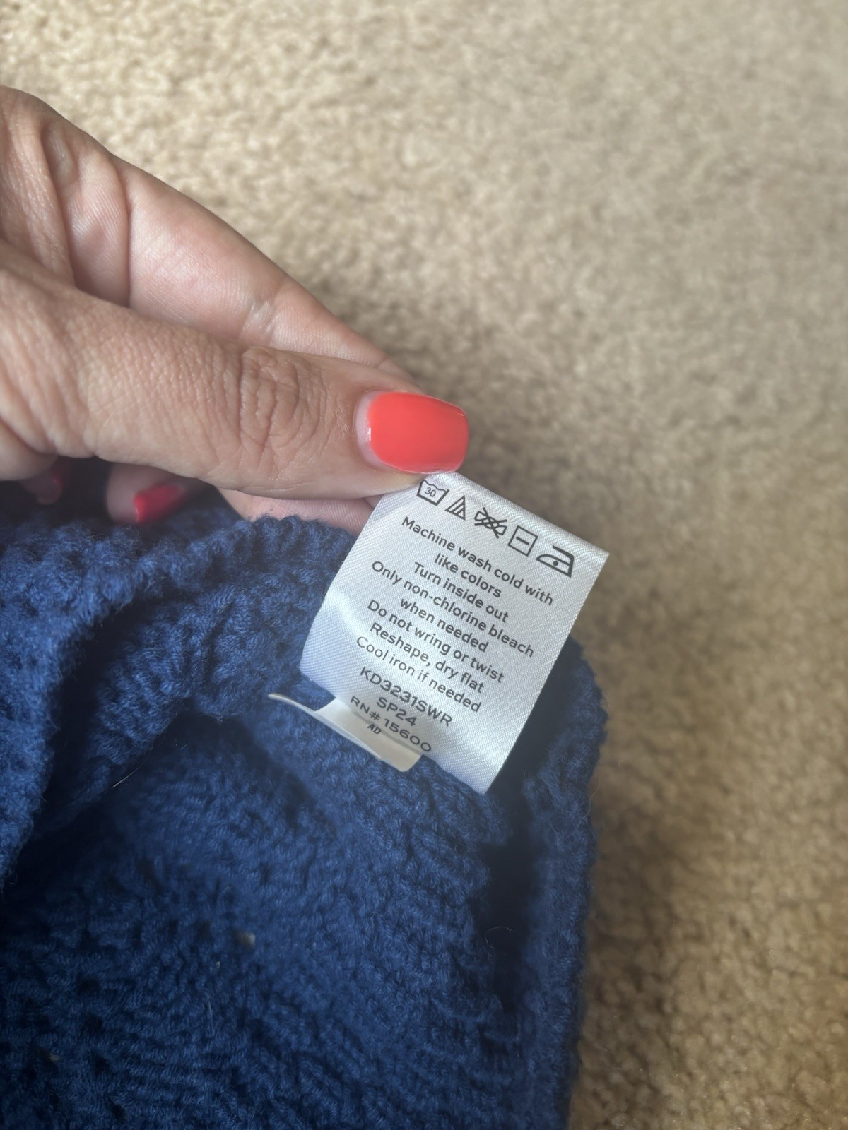 Draper James RSVP Blue Open Knit Pointelle Short Sleeve Sweater Top S Crochet