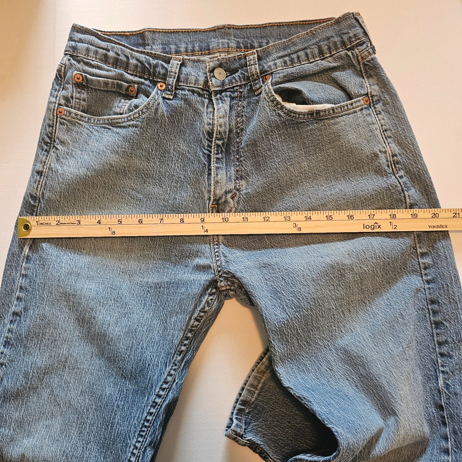 Levis 505 Regular Fit Straight Leg Blue Denim W32 L32 Wash Strech Classic