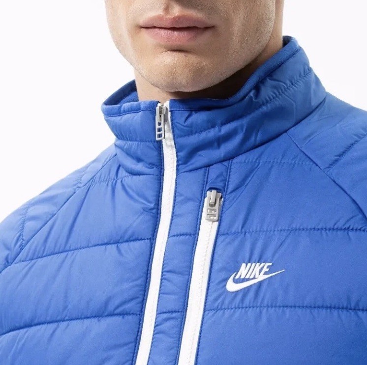 NIKE XL Therma-FIT Legacy Puffer Jacket Blue White Swoosh Full Zip dq4929 Men’s