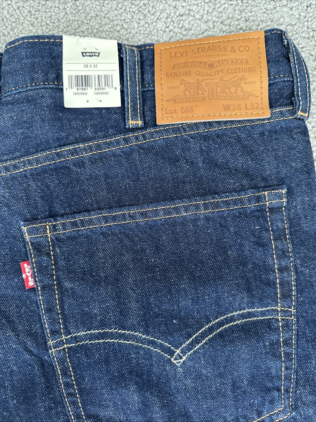 Levis 568 loose straight jeans Dark Blue Cotton Linen Jeans Men’s Sz 38Wx31L
