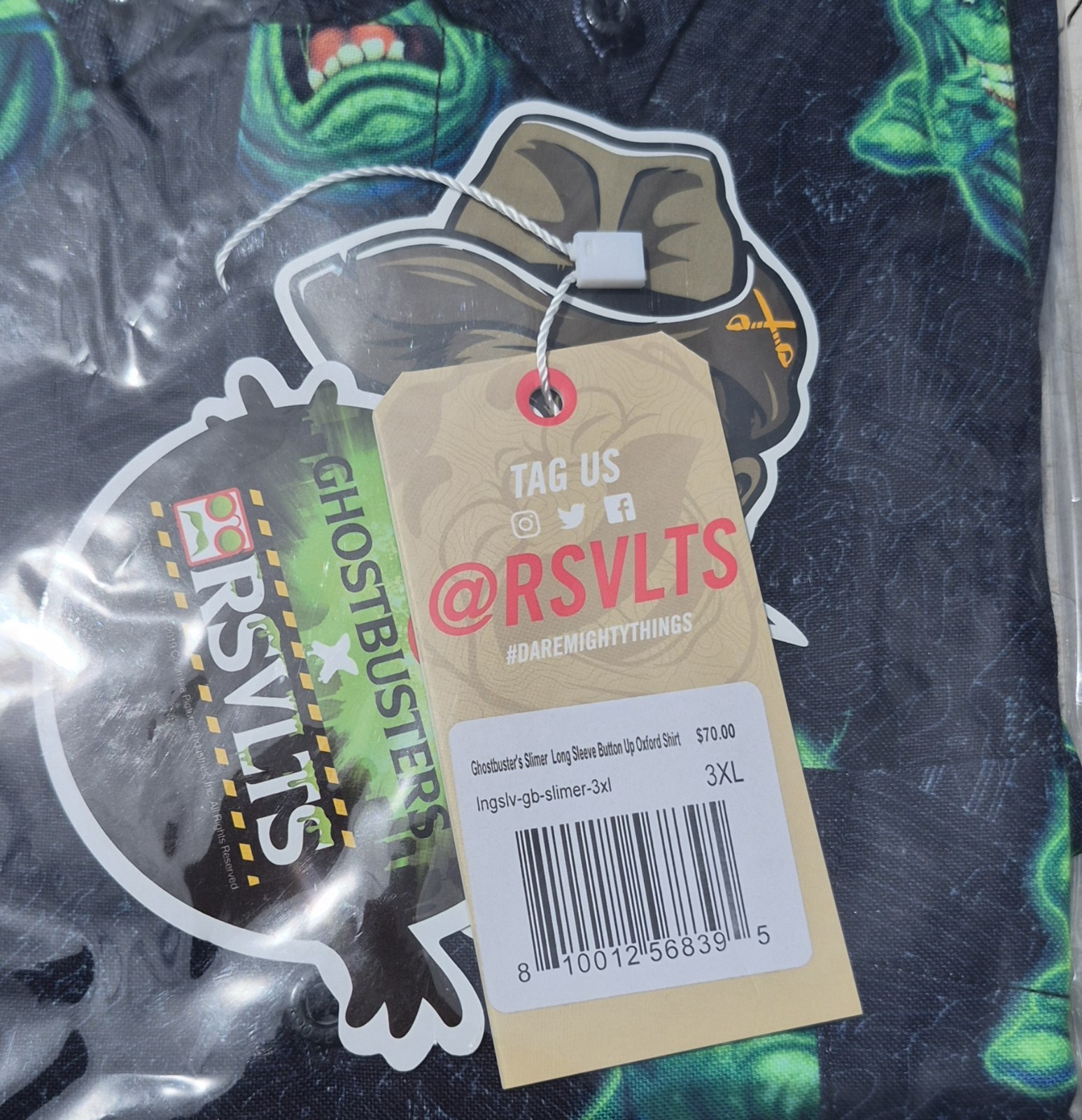 RSVLTS X Ghostbusters “”Slimer” Men’s Button Up Oxford Shirt Size 3XL NWT