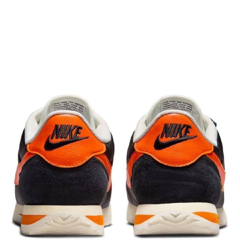 Nike Mens’ Cortez Textile Shoes – Black/Sail/Muslin/Safety Orange