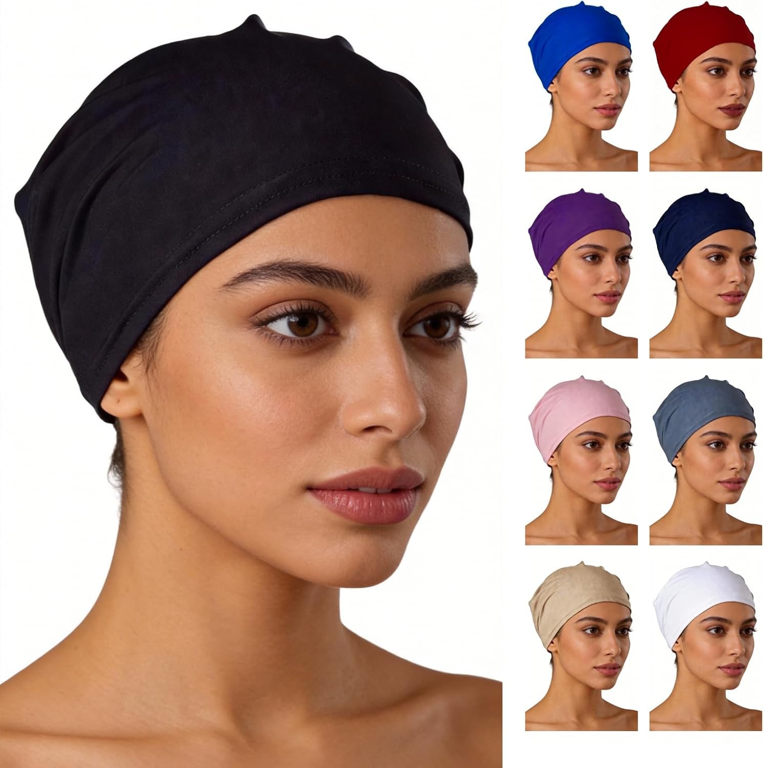 9 Pcs Chemo Head Scarf for Women Soft Stretchy Pre Tied Chemo Hat Turban Beanie