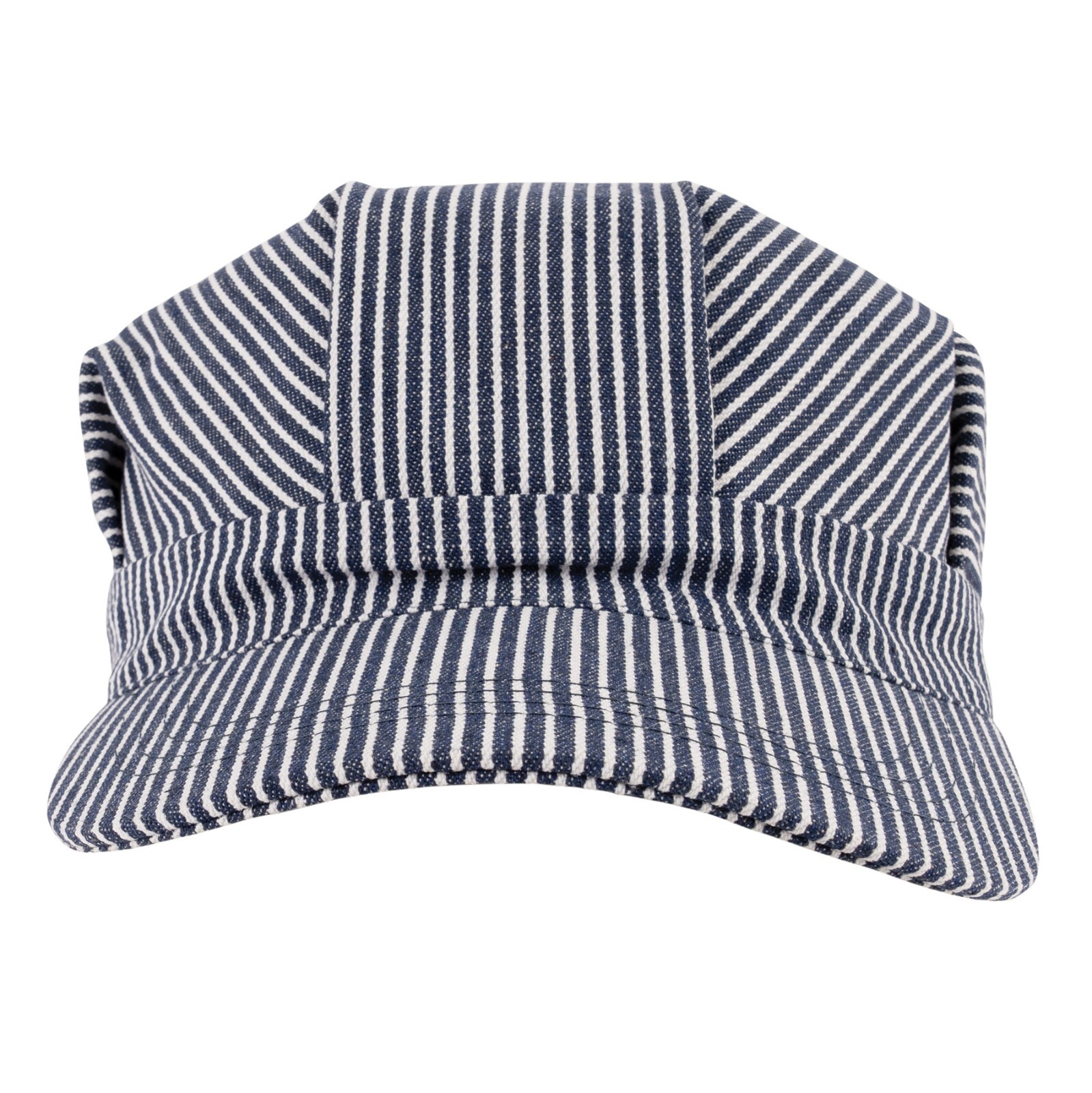 Hickory Blue & White Stripe 100% Cotton Train Conductor Engineer Cap Hat