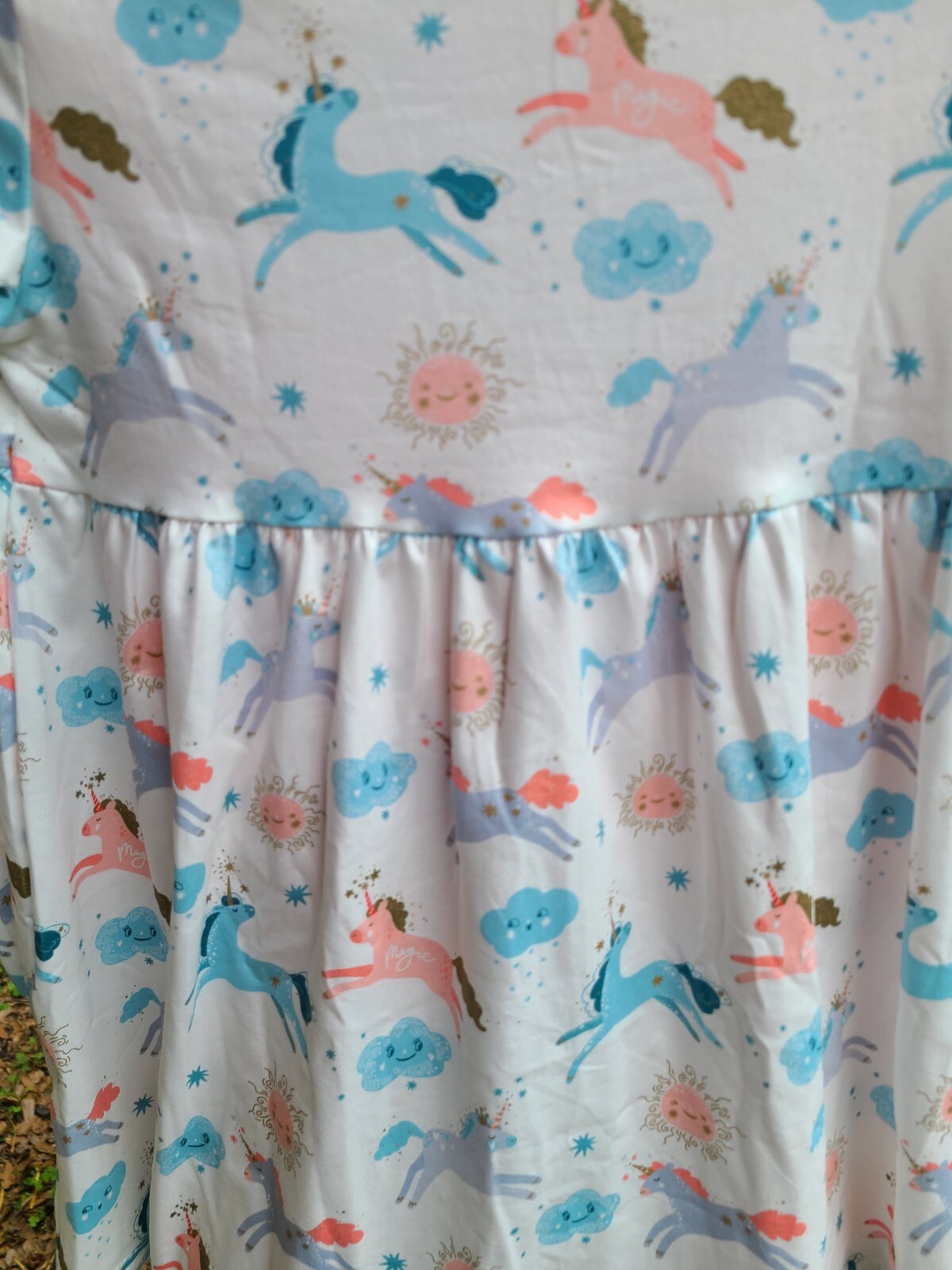 Pete and Lucy Coral, Blue & White Unicorn Sky Print Pant Set Sz 10-12 Girls New