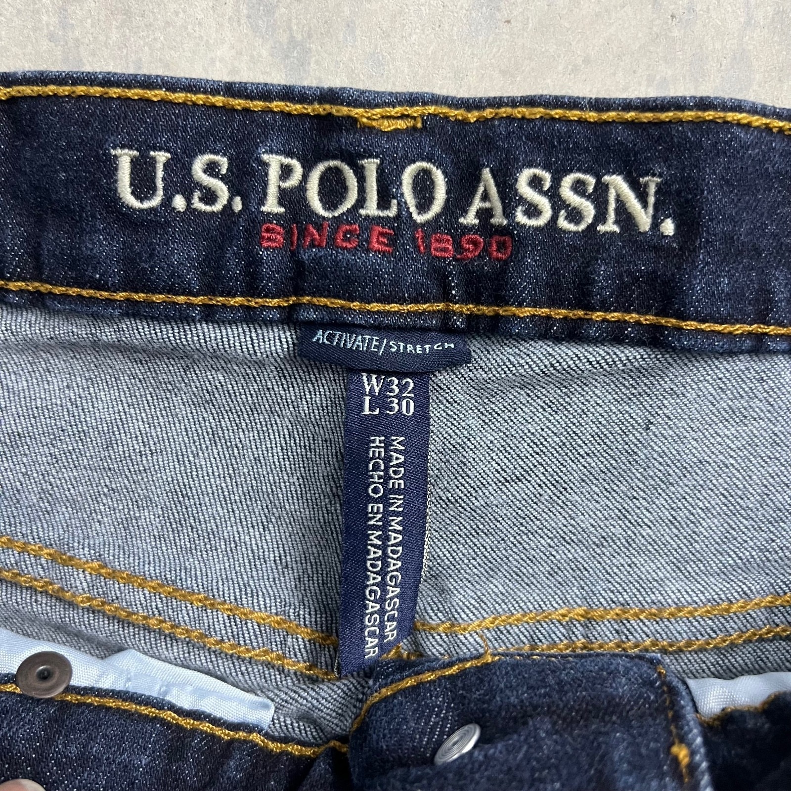 U.S. Polo Assn. Active Stretch Slim Jeans Sz. 32X30 (Fits 32X28) Dark Wash Vtg