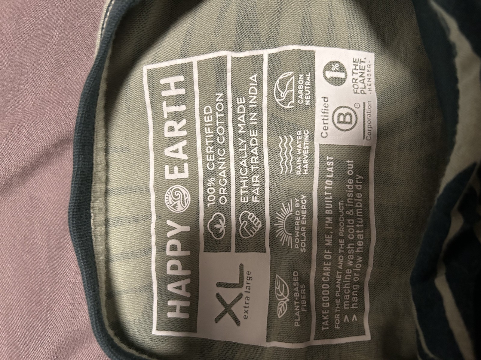 Happy Earth XL Men’s Nature Graphic Print Tee 100% Organic Cotton