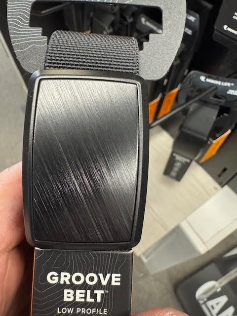 Groove Life Low Profile Mens Stretch Nylon Belt Black w/Magnetic Aluminum Buckle