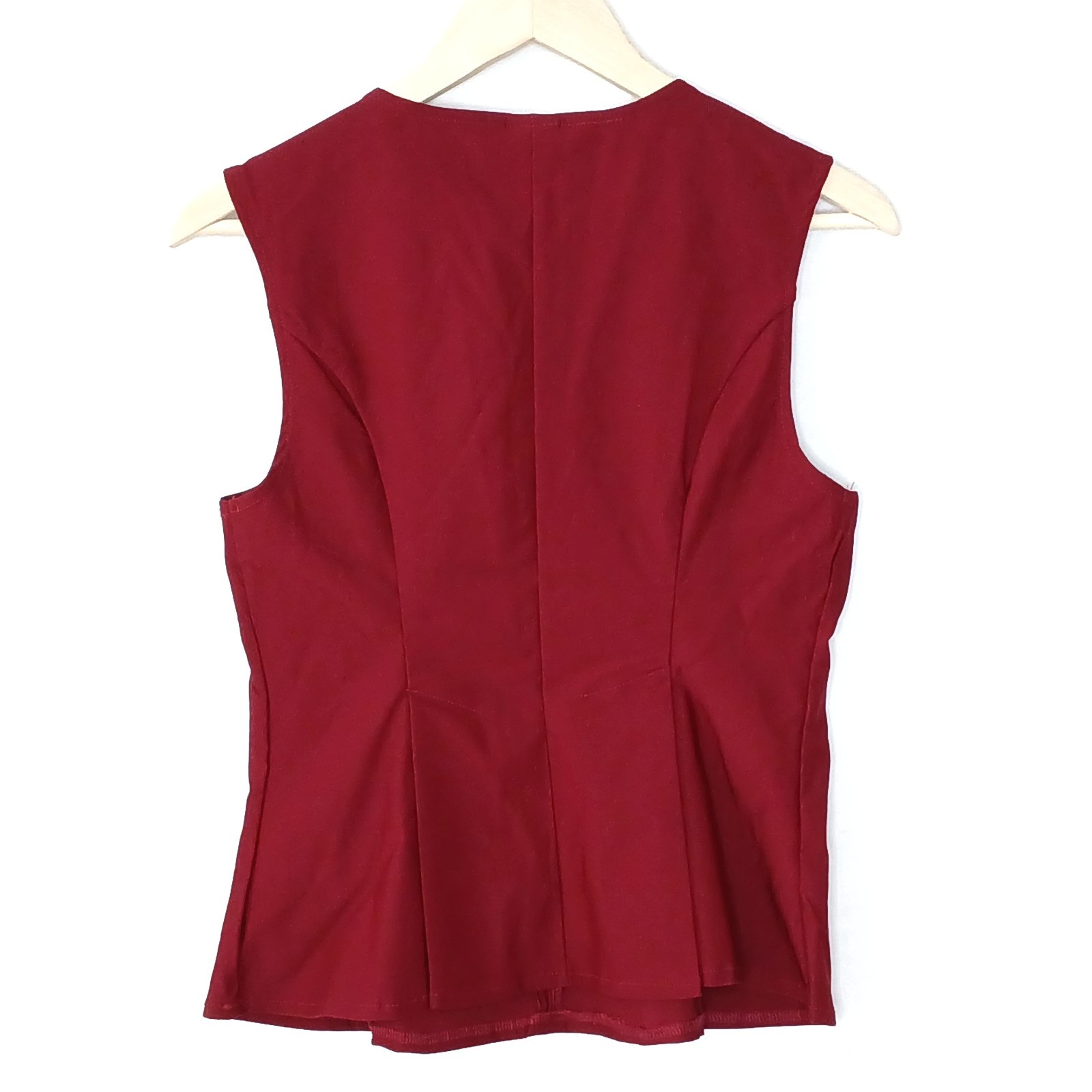NEW Forever 21 Shein womens fitted pleated blouse size 6 stretch burgundy solid