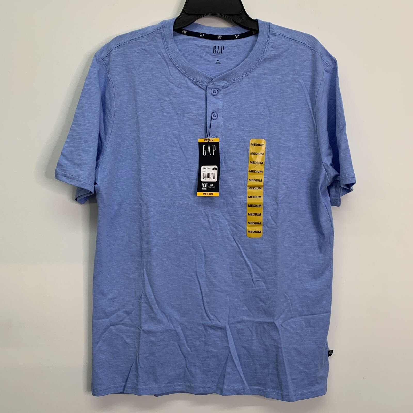GAP Men’s Tee M Soft Short Sleeve Slub Henley T-Shirt Grapemist Size M