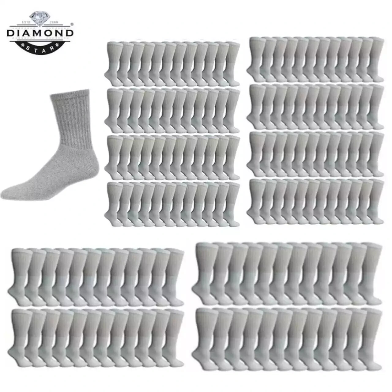 Wholesale Bulk Men Sports Cotton Crew Socks Size 9-11 10-13 Homeless Donation