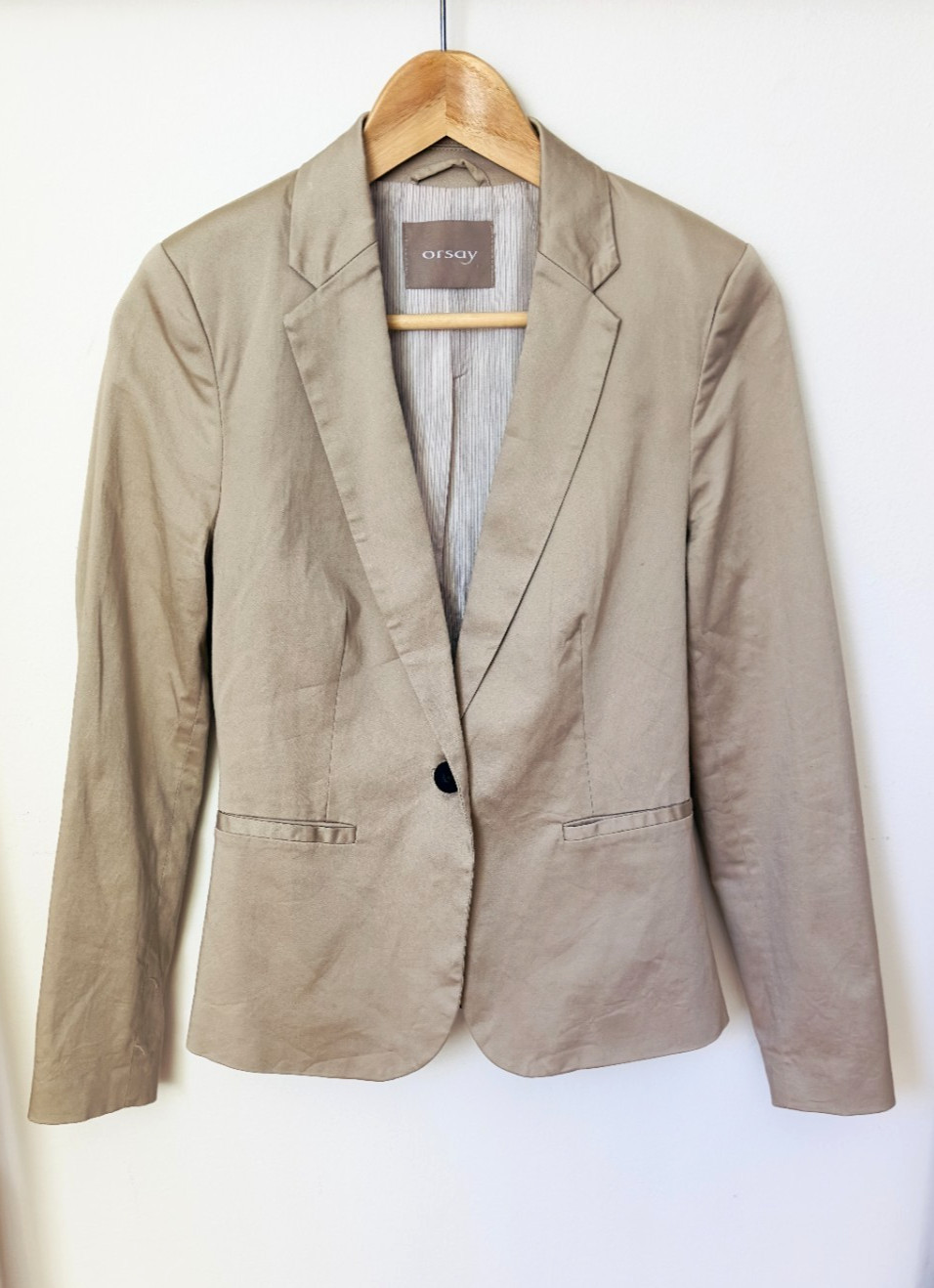 Orsay Beige One-Button Blazer Jacket Women’s Size EU 36 / US Small