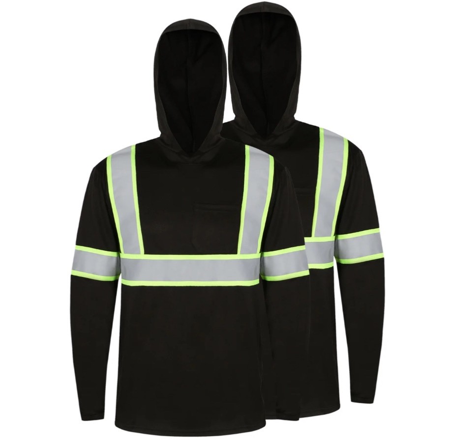 2 PCS Pack Unisex High Visibility Hoodie Reflective Safety Long Sleeve