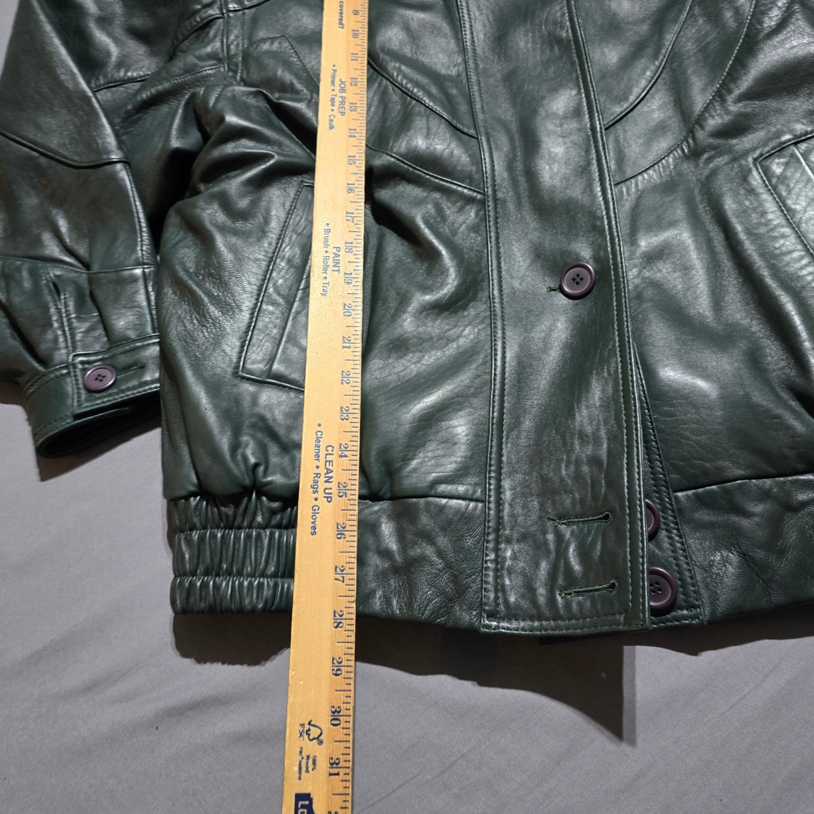 Greg Adams Leather Bomber Jacket Women Large Green Thinsulate Vintage Lined