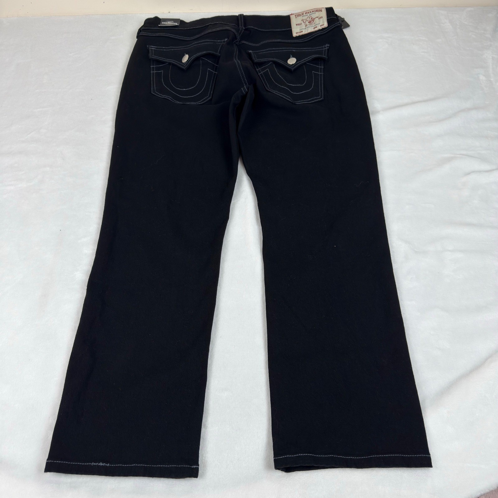 True Religion Ricky Flap SN Black Jeans Mens 34×30 (Fit 36×29) Straight Leg NEW