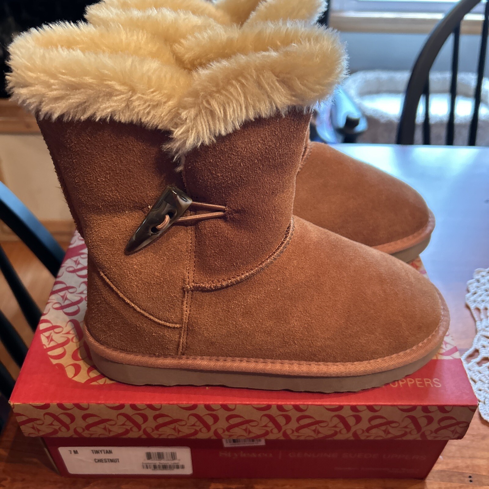 Style & Co Womens Tinytan Chestnut Ankle Brown Leather Boots Shoes 7 M N