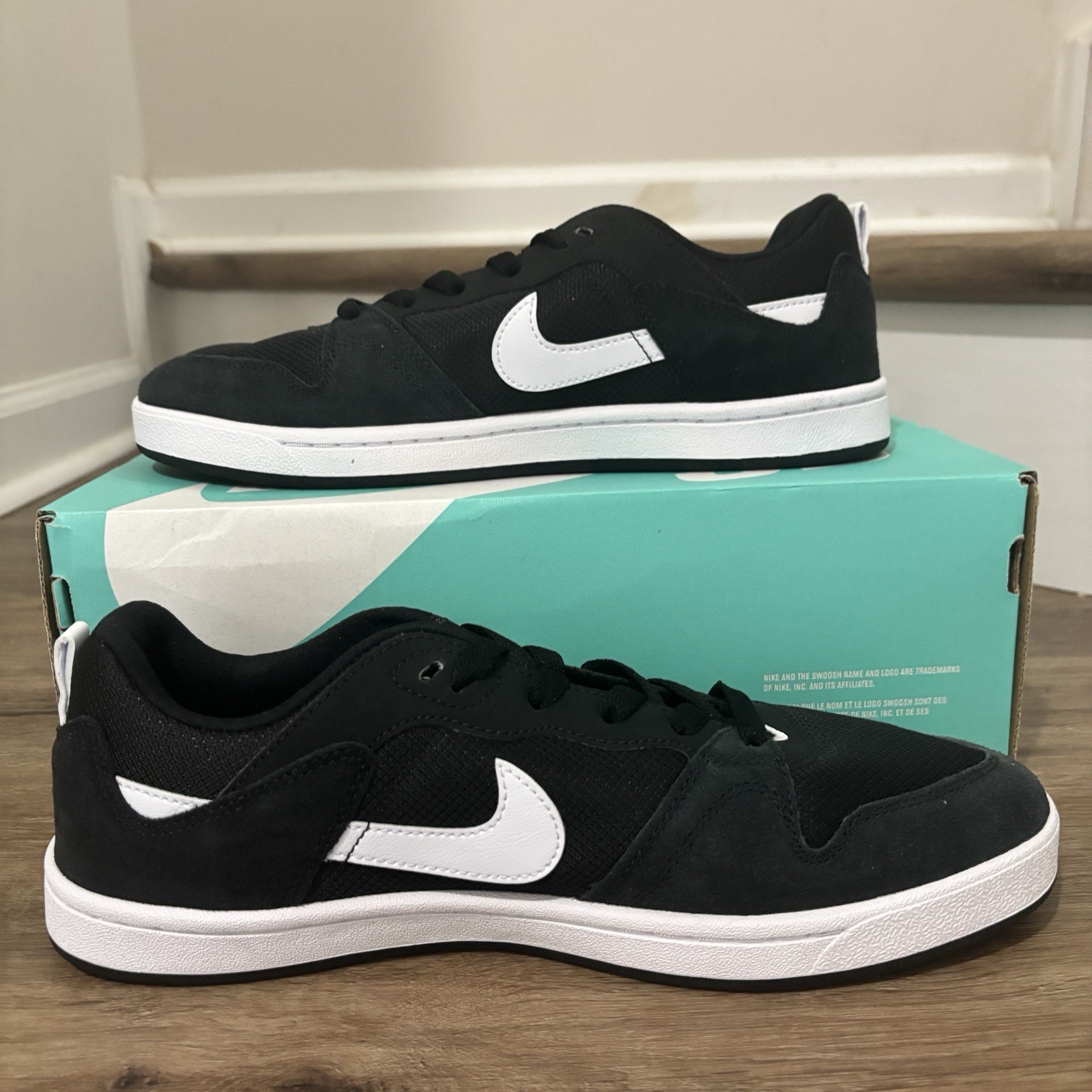 Nike Men’s SB Alleyoop Classic Suede Mesh Shoes Black White Black