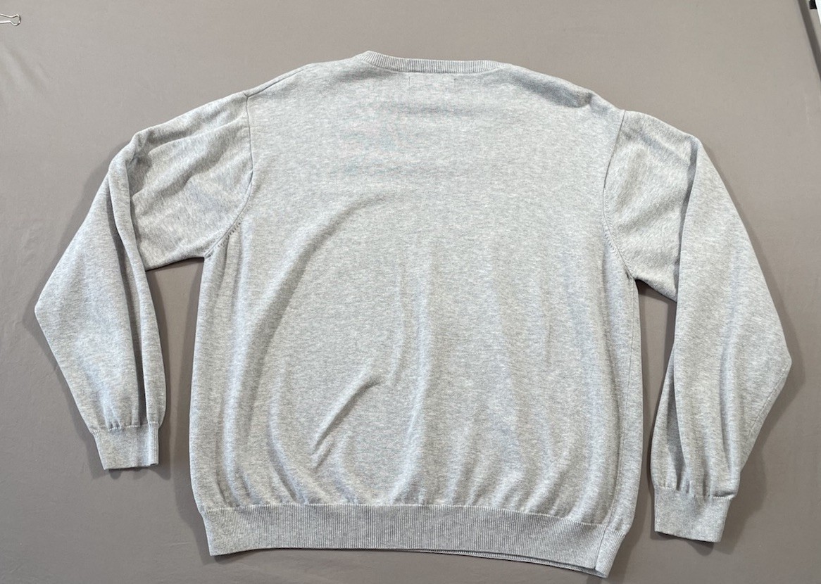 Oxford Golf Men’s DeBordieu Logo V Neck Pima Cotton Gray Sweater Size XL