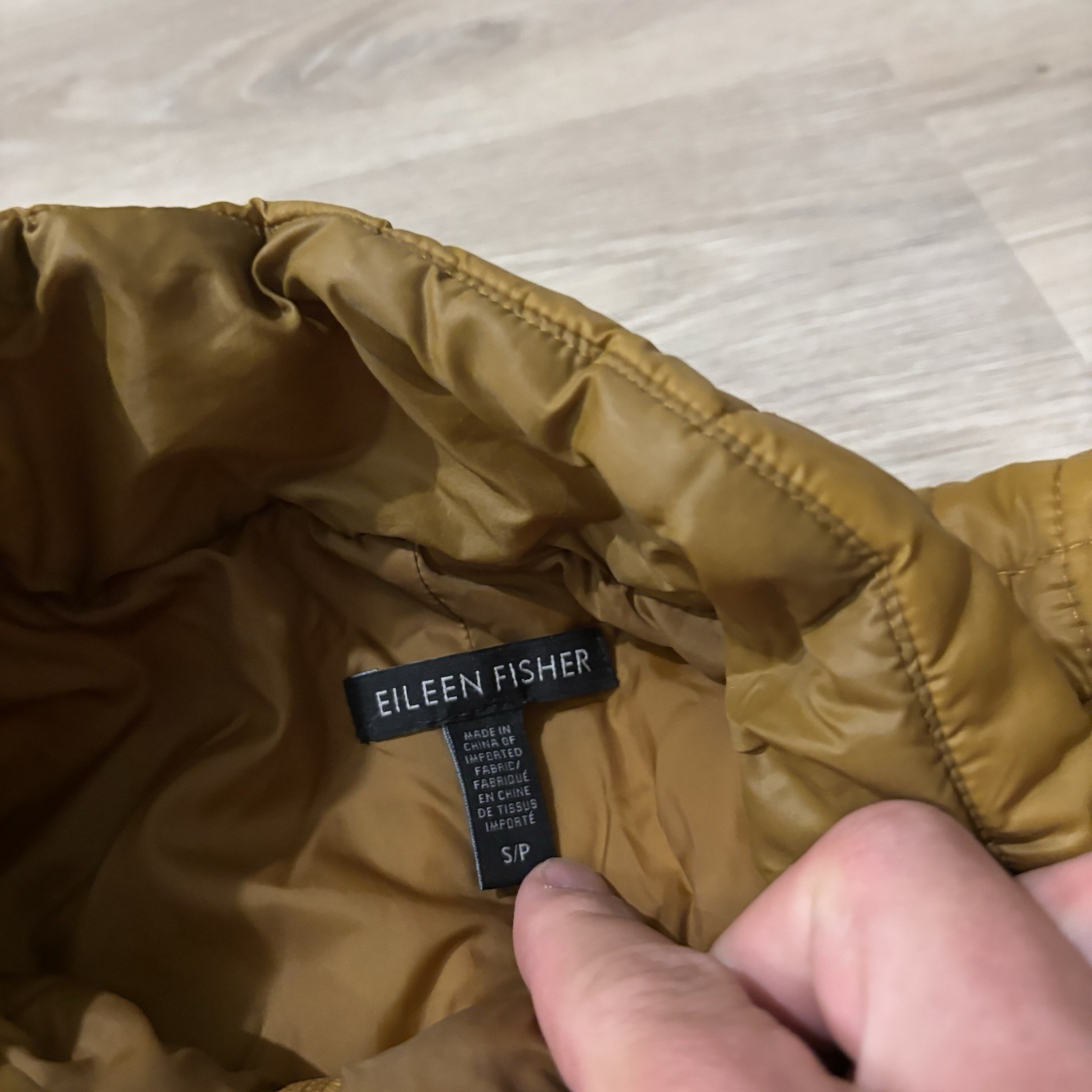 Eileen Fisher Puffer Jacket Women’s Small Brown Full Zip Snap Button Winter*
