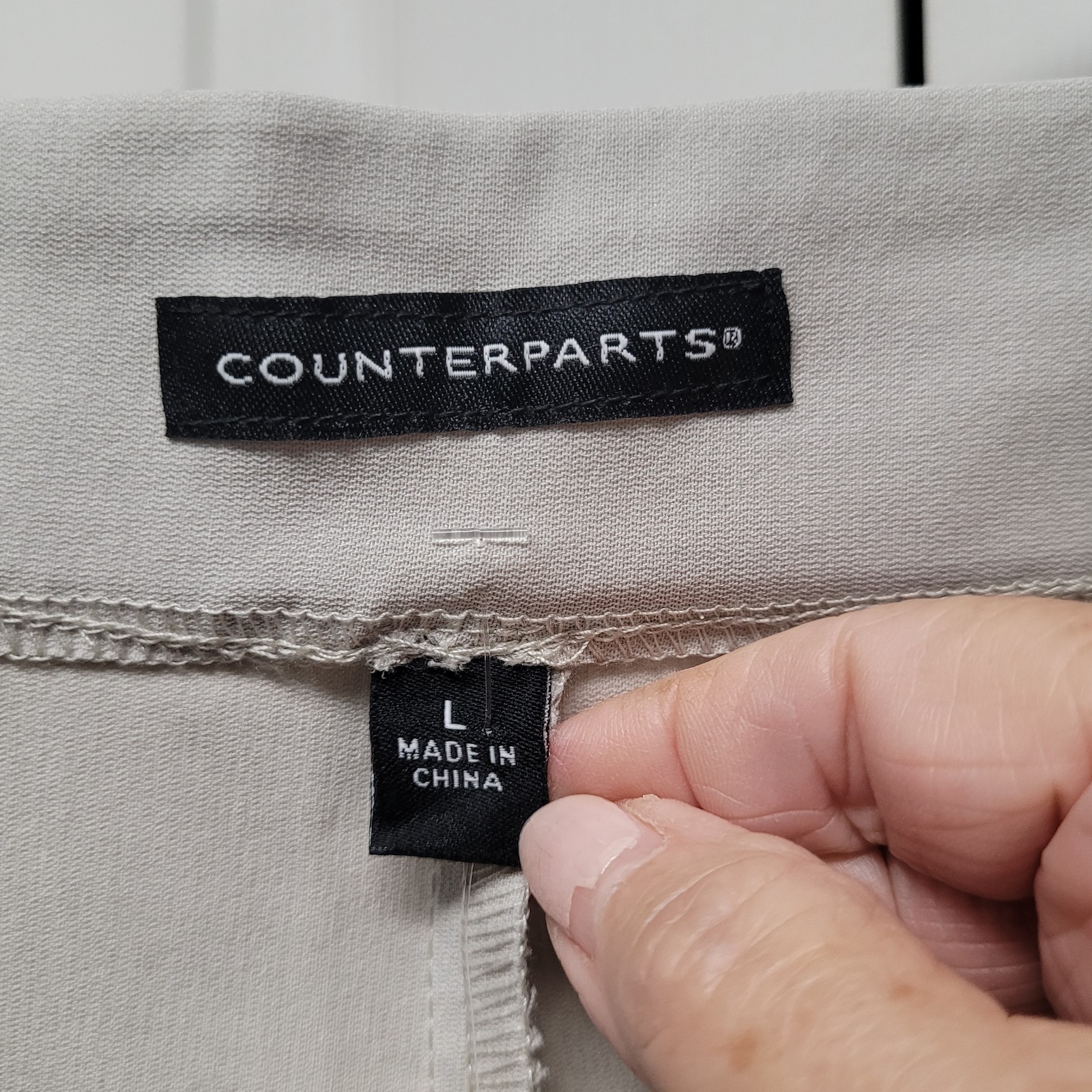 Counterparts Luxe Stretch Pants Womens L Gray Ghost Pull On Ankle Slim Leg NWT