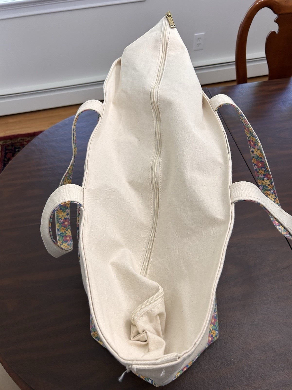 Canvas Large Tote With Floral & Mom Accents