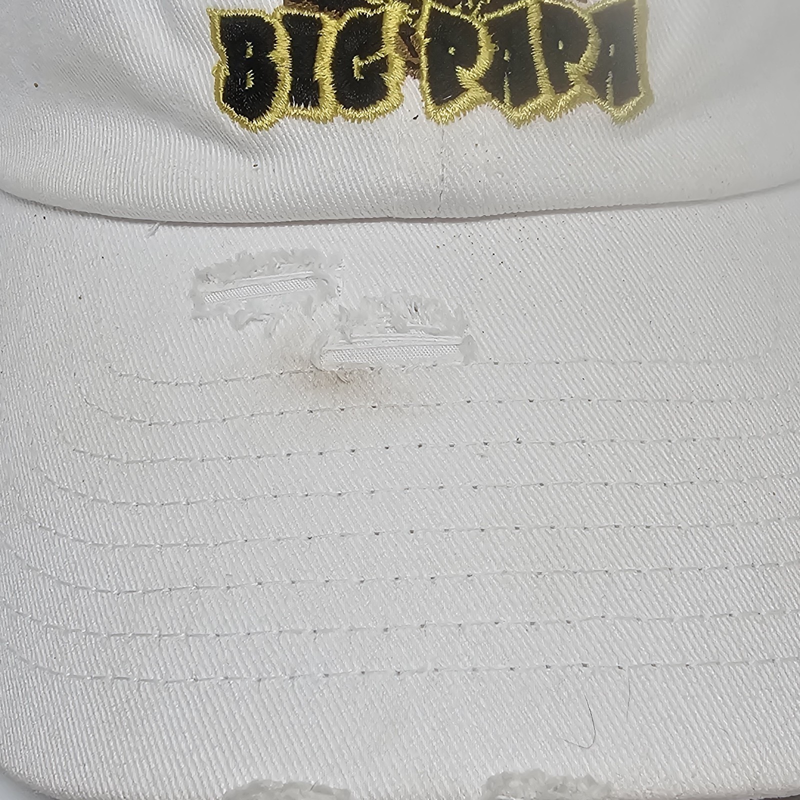 KBETHOS King Papa Bear Distressed 6 Panel Hat White Distressed