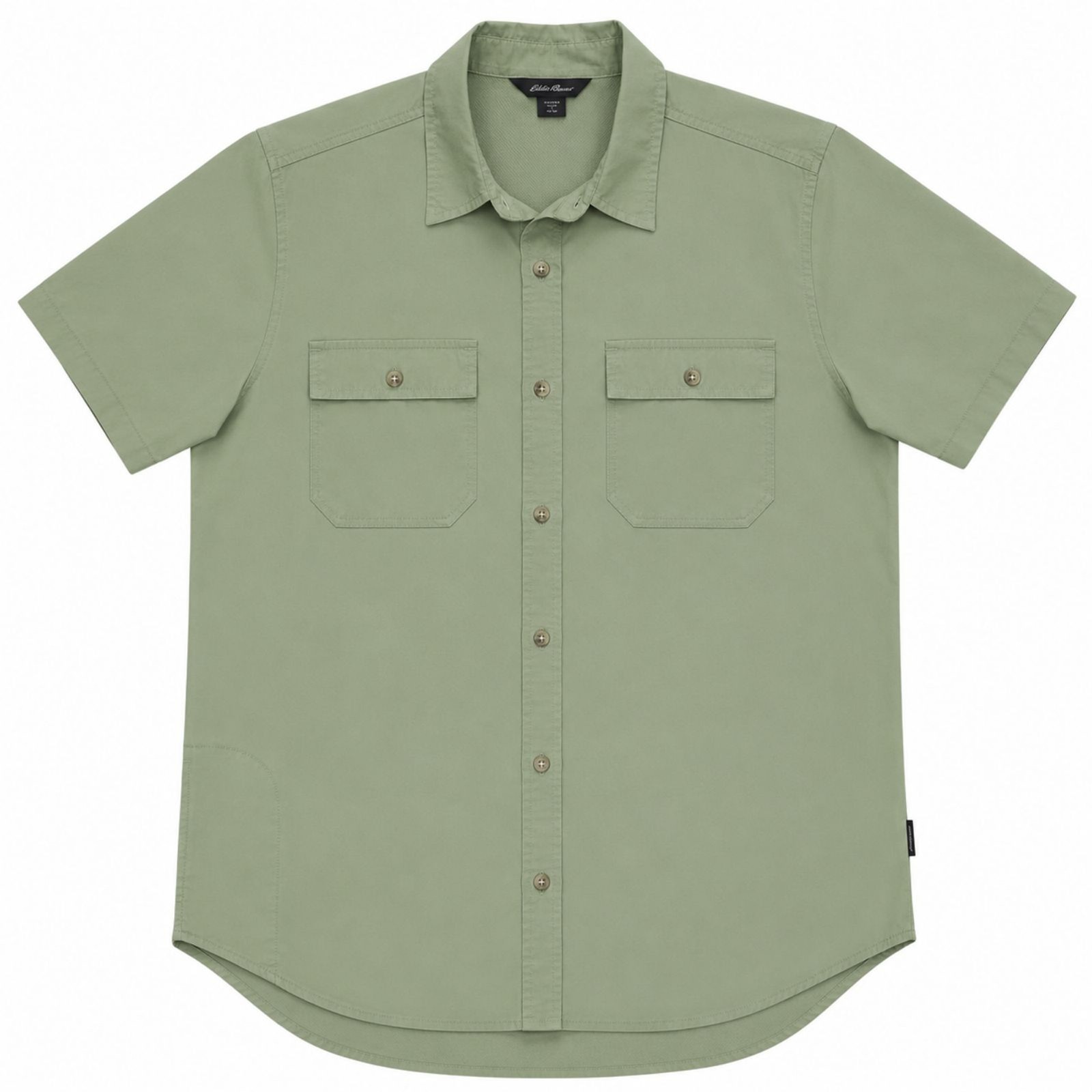 Eddie Bauer Womens Medium Sage Green Button Up Shirt Short Sleeve Outdoor Hiking